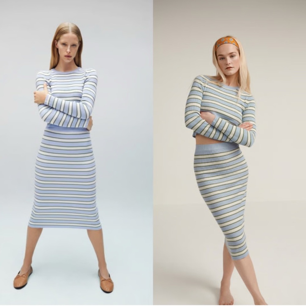 Zara striped sweater skirt set